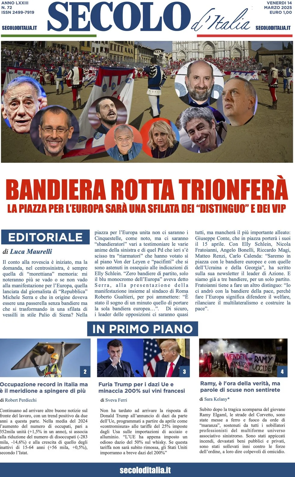 anteprima della prima pagina di secolo-ditalia del 14/03/2025