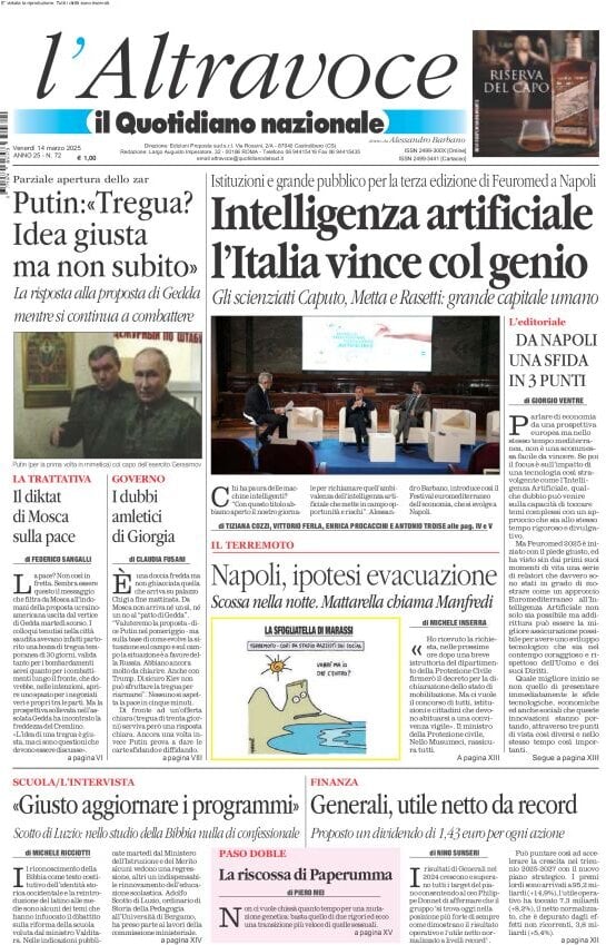 anteprima della prima pagina di il-quotidiano-del-sud-laltravoce del 14/03/2025
