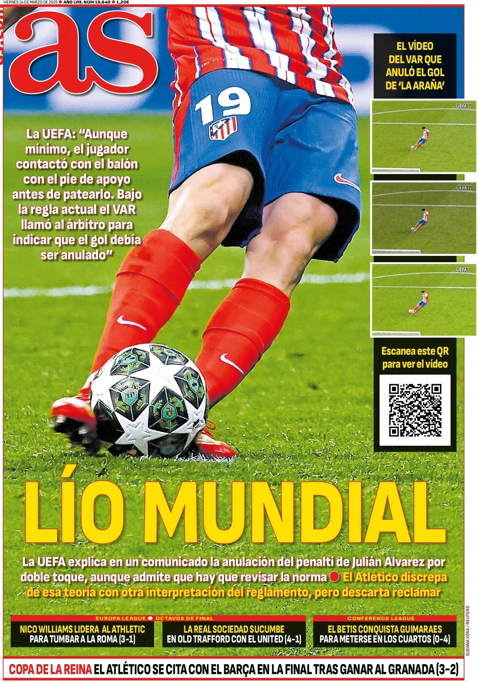 anteprima della prima pagina di as-madrid del 14/03/2025