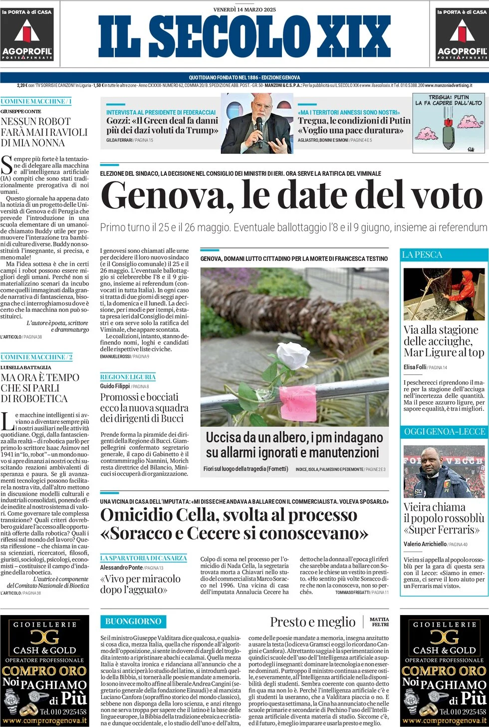 anteprima della prima pagina di il-secolo-xix del 14/03/2025