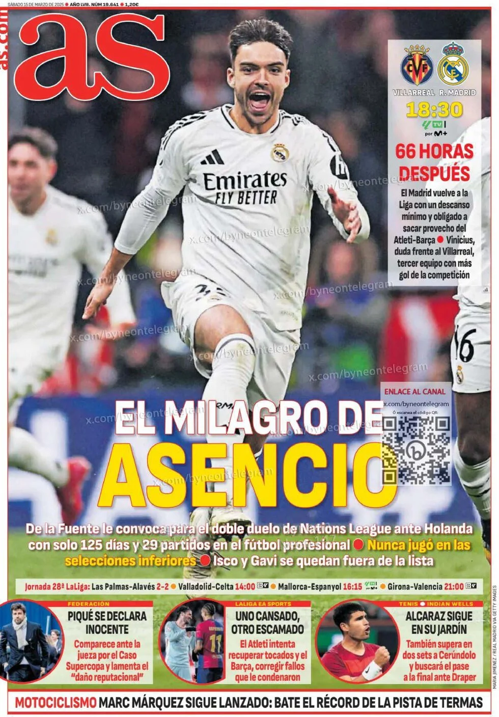 anteprima della prima pagina di as-madrid del 15/03/2025