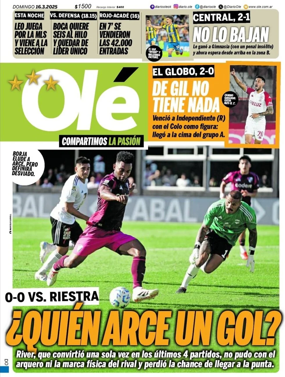 anteprima della prima pagina di ol del 16/03/2025