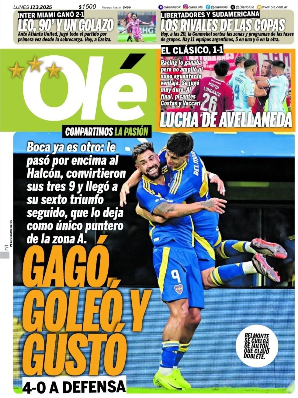 anteprima della prima pagina di ol del 17/03/2025