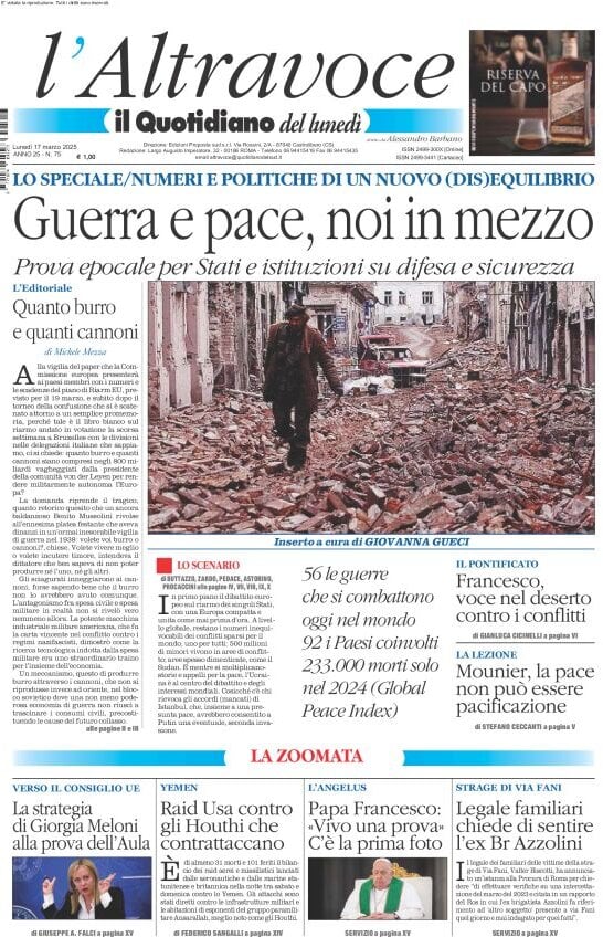 anteprima della prima pagina di il-quotidiano-del-sud-laltravoce del 17/03/2025