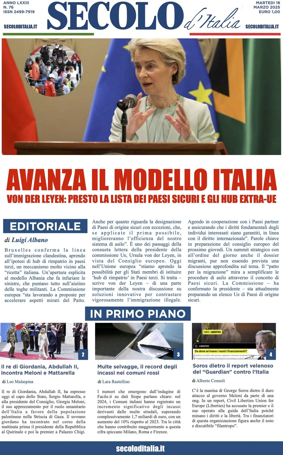 anteprima della prima pagina di secolo-ditalia del 18/03/2025