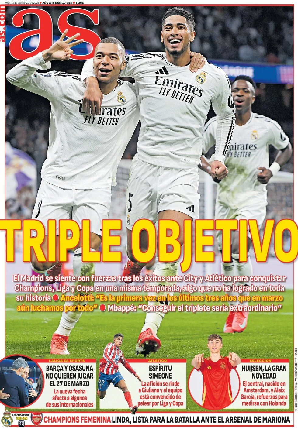 anteprima della prima pagina di as-madrid del 18/03/2025