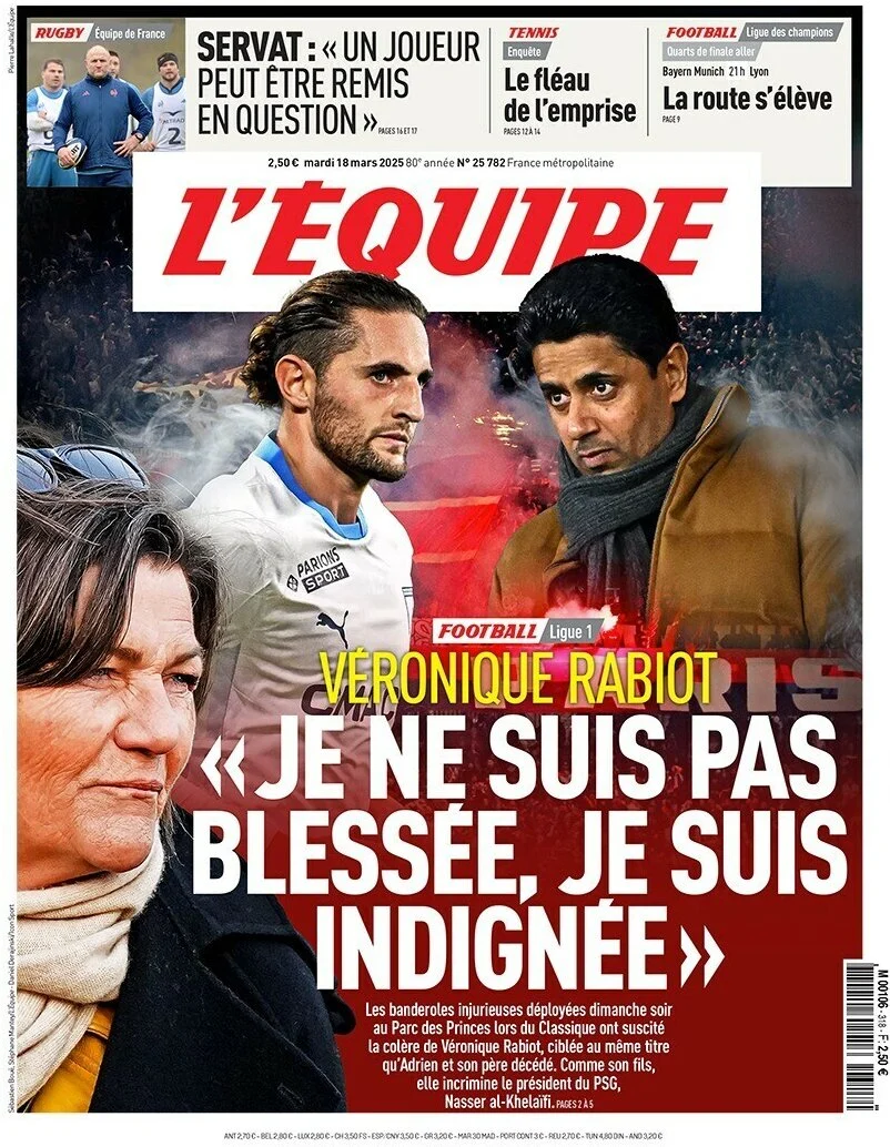anteprima della prima pagina di lequipe del 18/03/2025