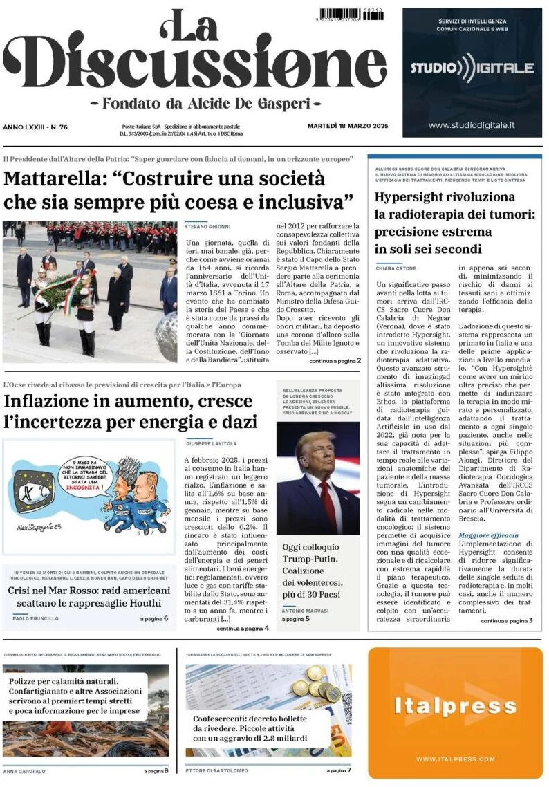 anteprima della prima pagina di La Discussione