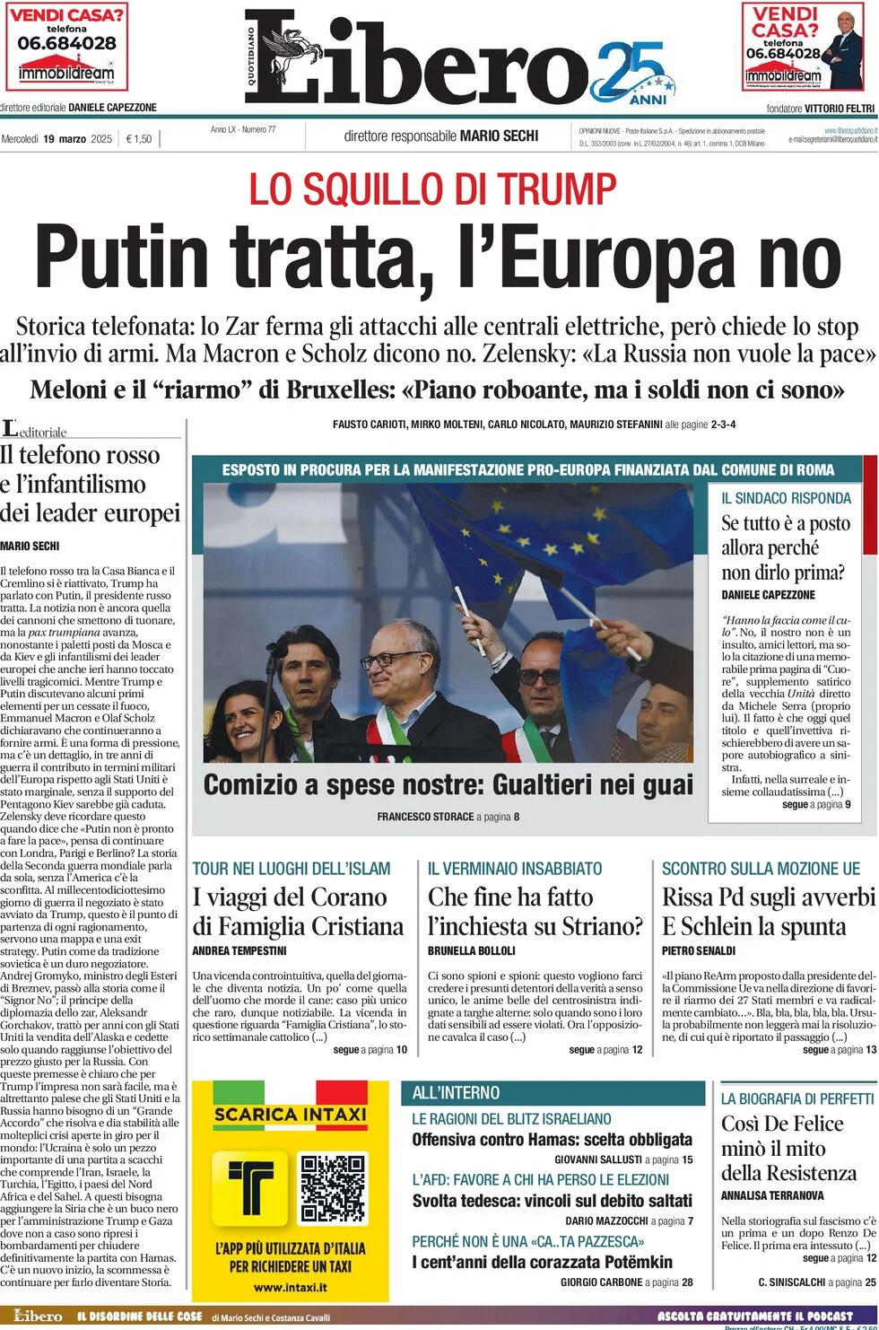 anteprima della prima pagina di Libero Quotidiano