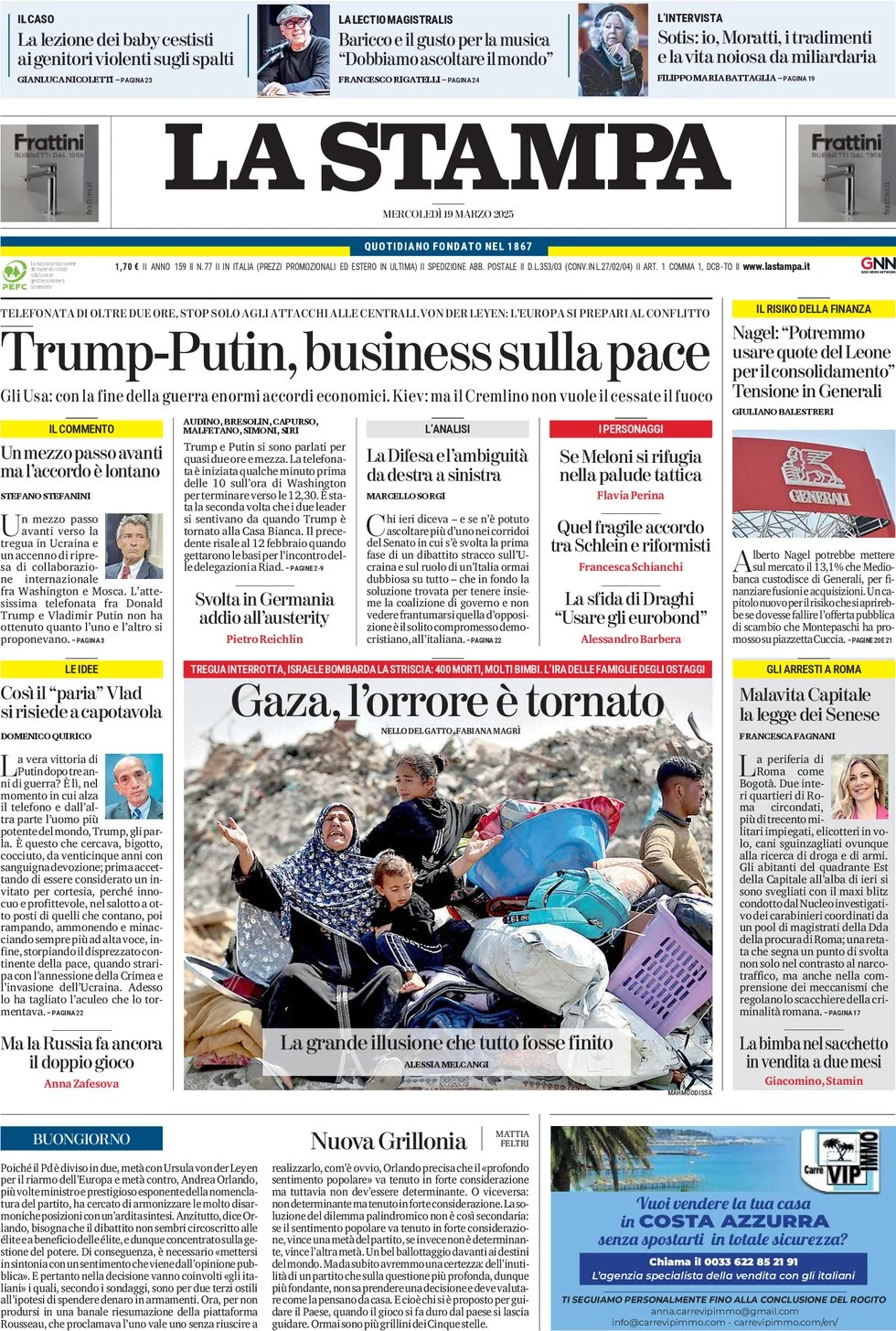 anteprima della prima pagina di La Stampa