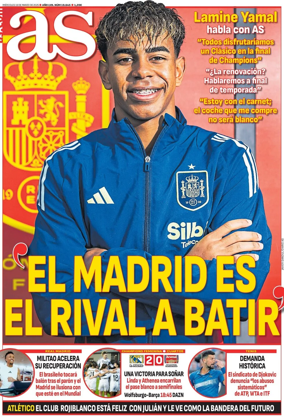 anteprima della prima pagina di as-madrid del 19/03/2025