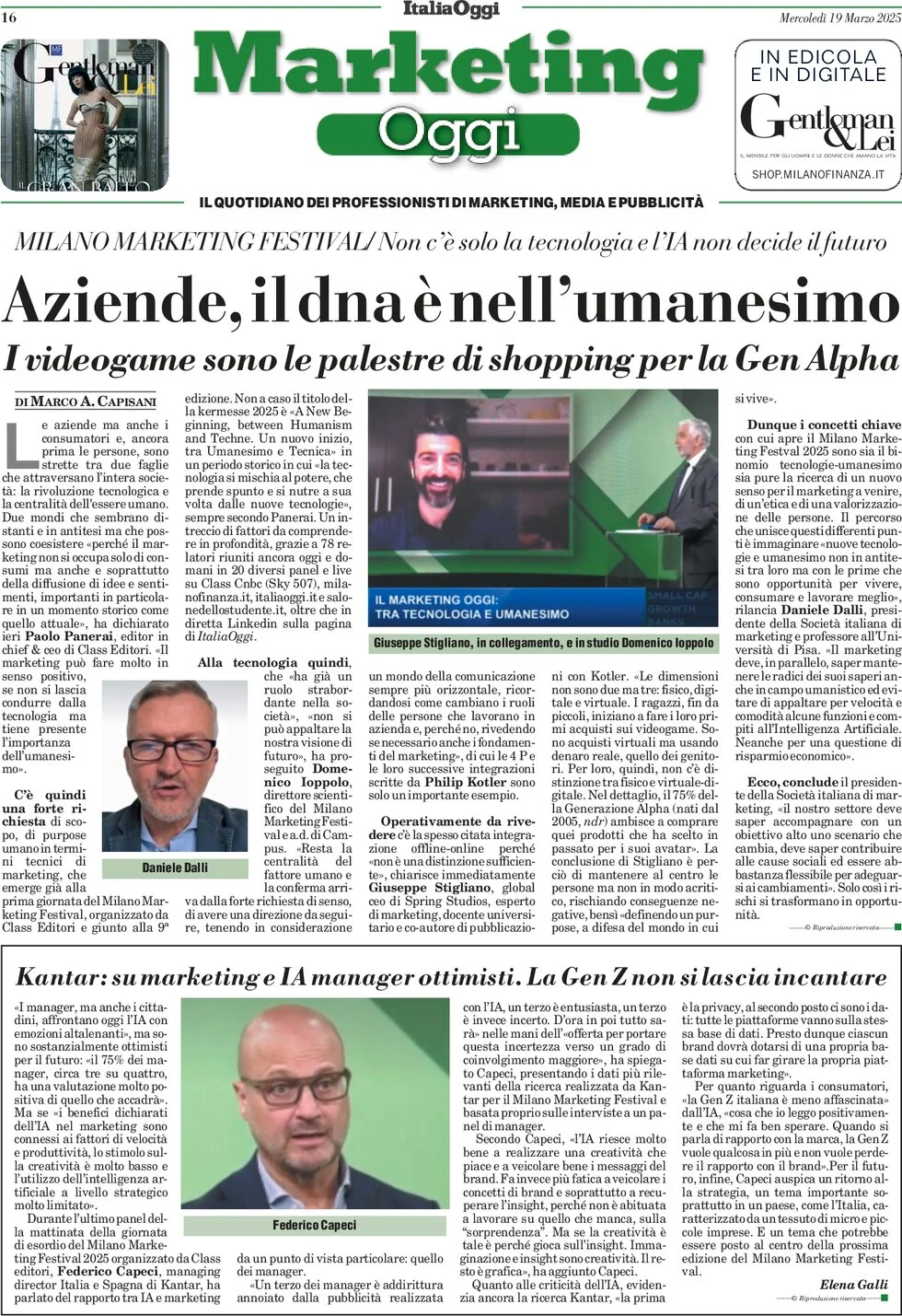 anteprima della prima pagina di Marketing Oggi