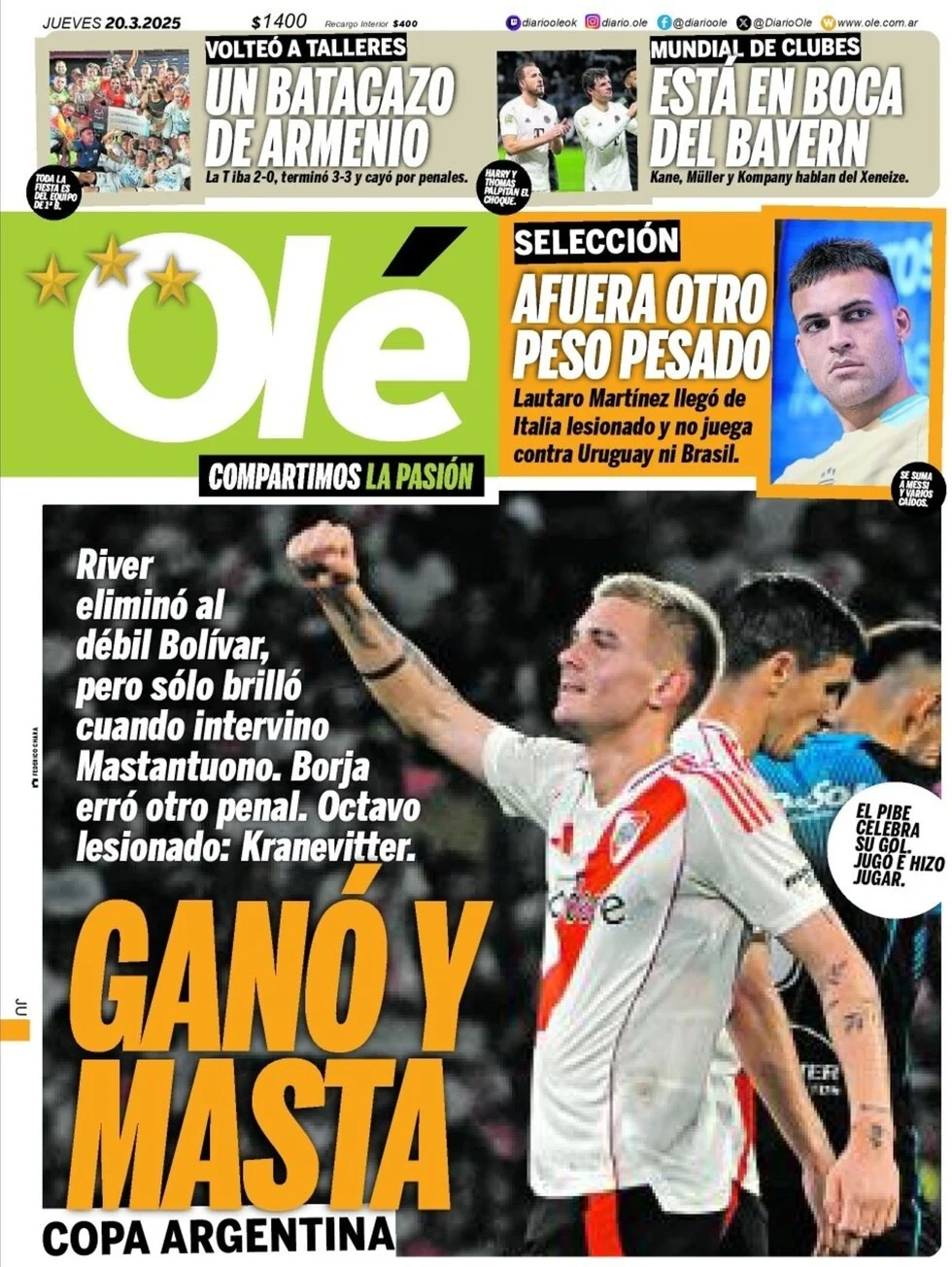 anteprima della prima pagina di ol del 20/03/2025