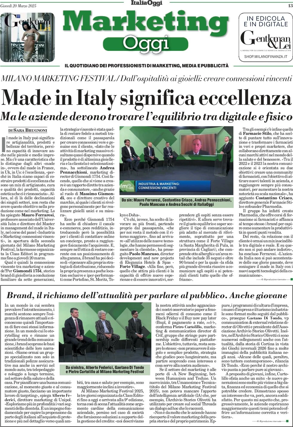 anteprima della prima pagina di marketing-oggi del 20/03/2025