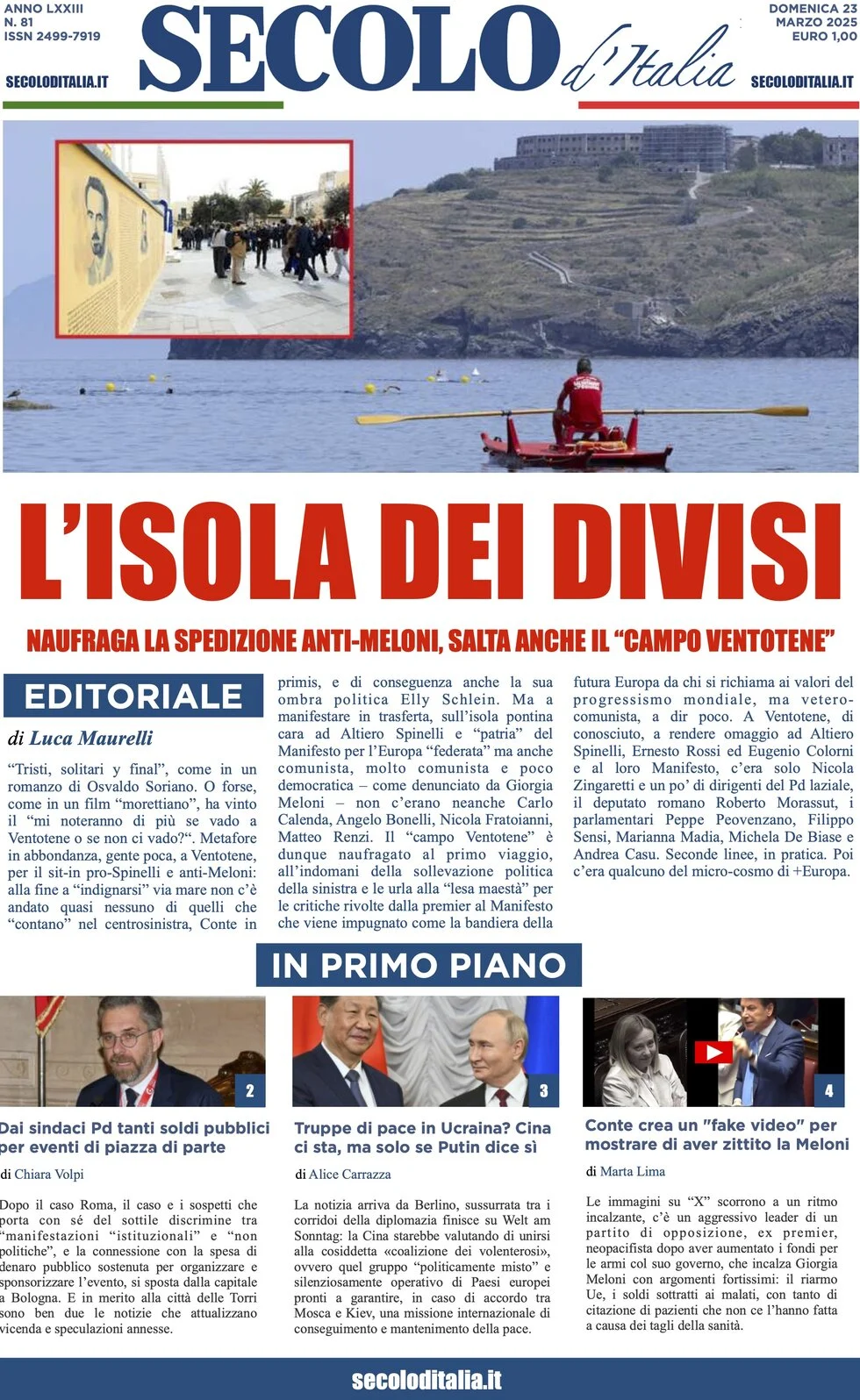 anteprima della prima pagina di secolo-ditalia del 23/03/2025
