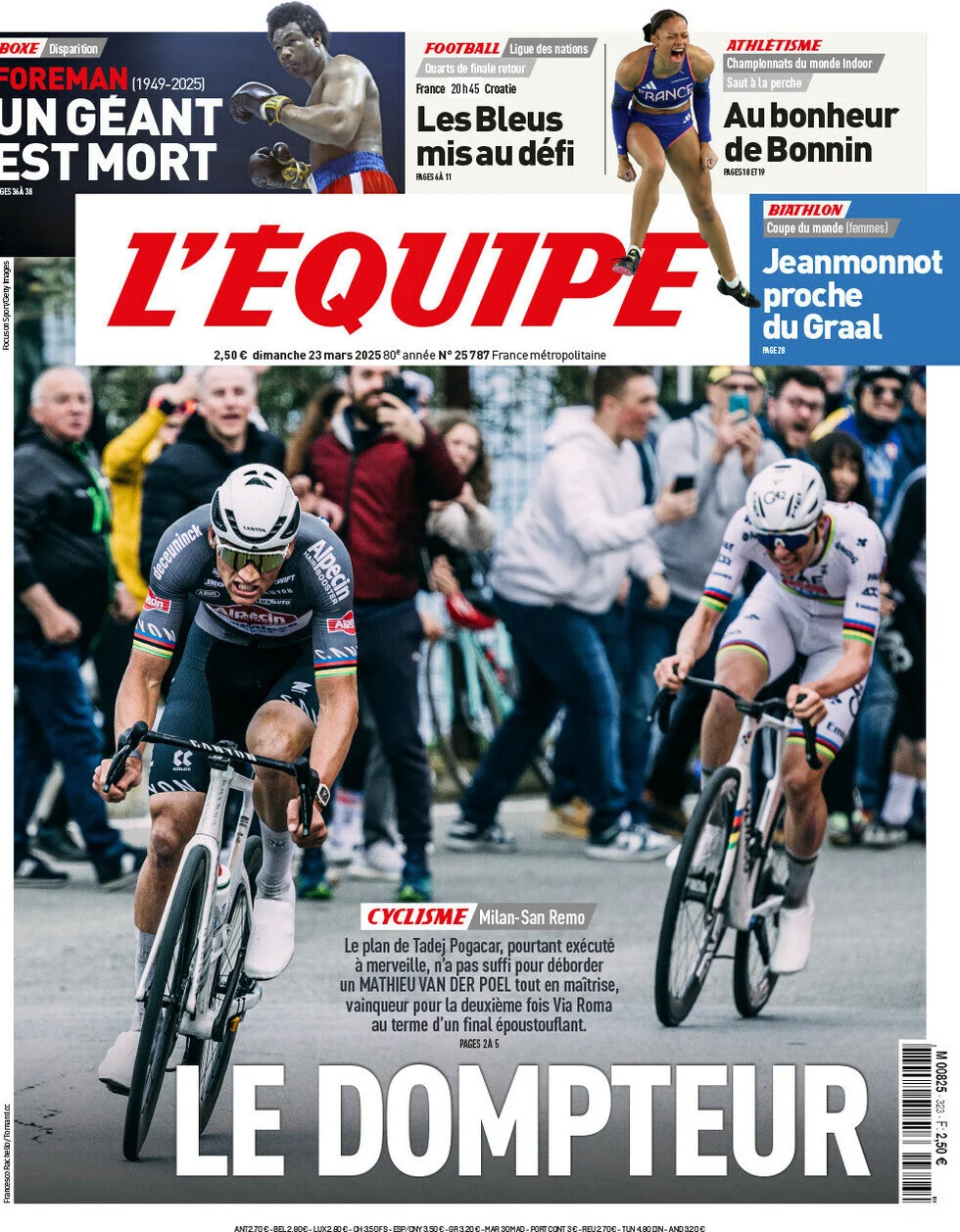 anteprima della prima pagina di lequipe del 23/03/2025