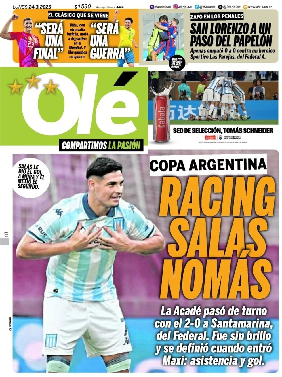 anteprima della prima pagina di ol del 24/03/2025