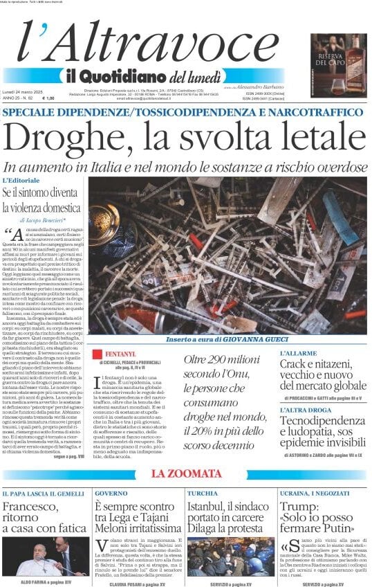anteprima della prima pagina di il-quotidiano-del-sud-laltravoce del 24/03/2025