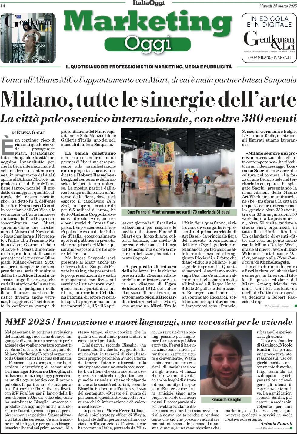 anteprima della prima pagina di marketing-oggi del 25/03/2025