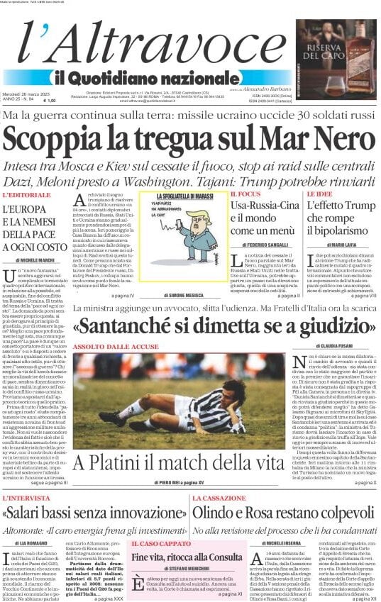 anteprima della prima pagina di il-quotidiano-del-sud-laltravoce del 26/03/2025