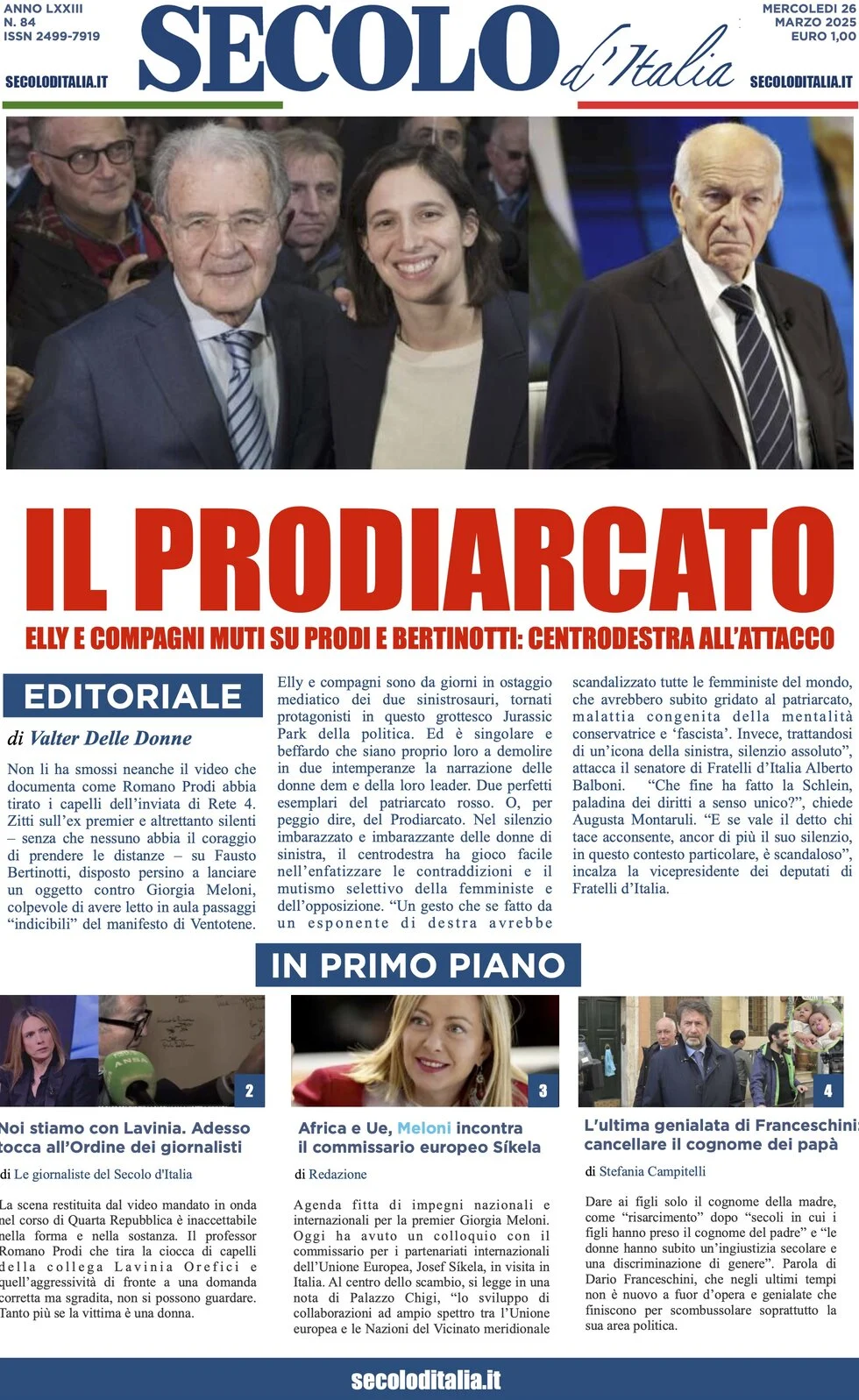 anteprima della prima pagina di secolo-ditalia del 26/03/2025