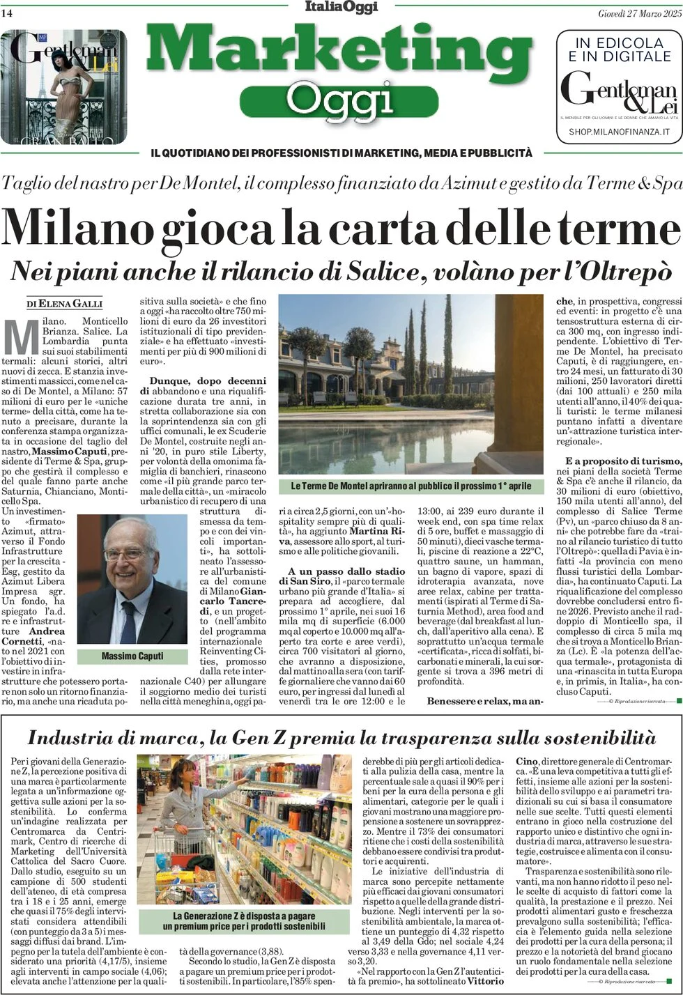 anteprima della prima pagina di marketing-oggi del 27/03/2025