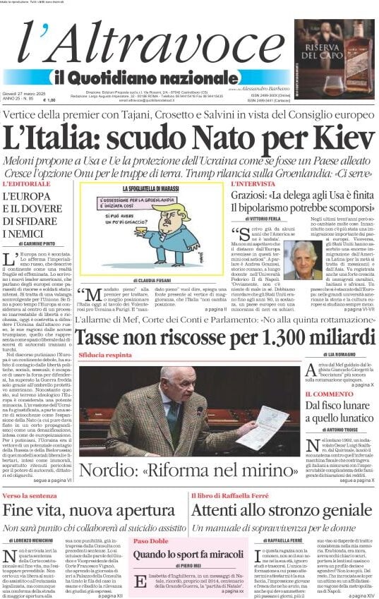 anteprima della prima pagina di il-quotidiano-del-sud-laltravoce del 27/03/2025