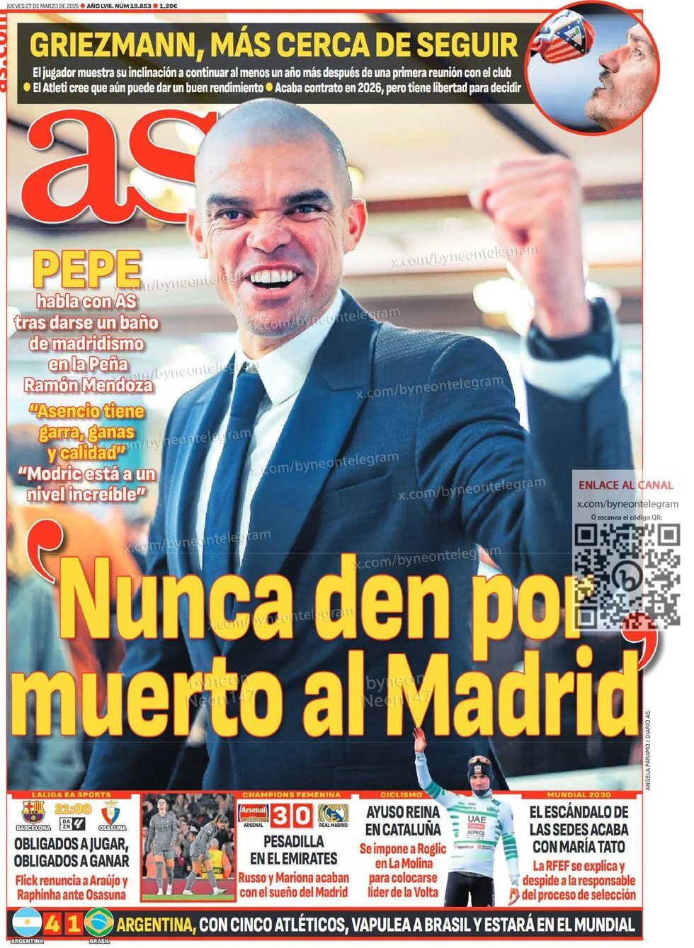 anteprima della prima pagina di as-madrid del 27/03/2025