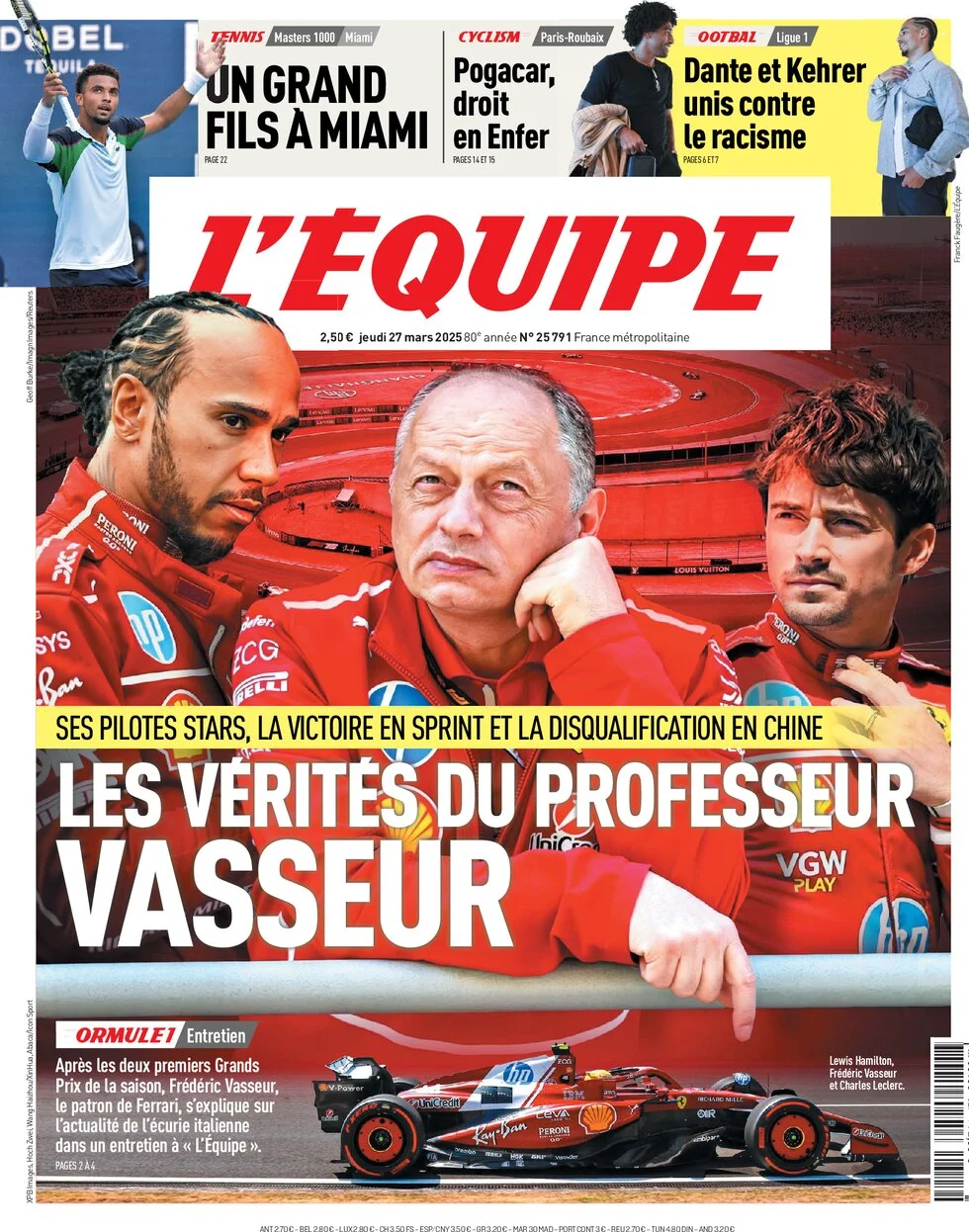anteprima della prima pagina di lequipe del 27/03/2025