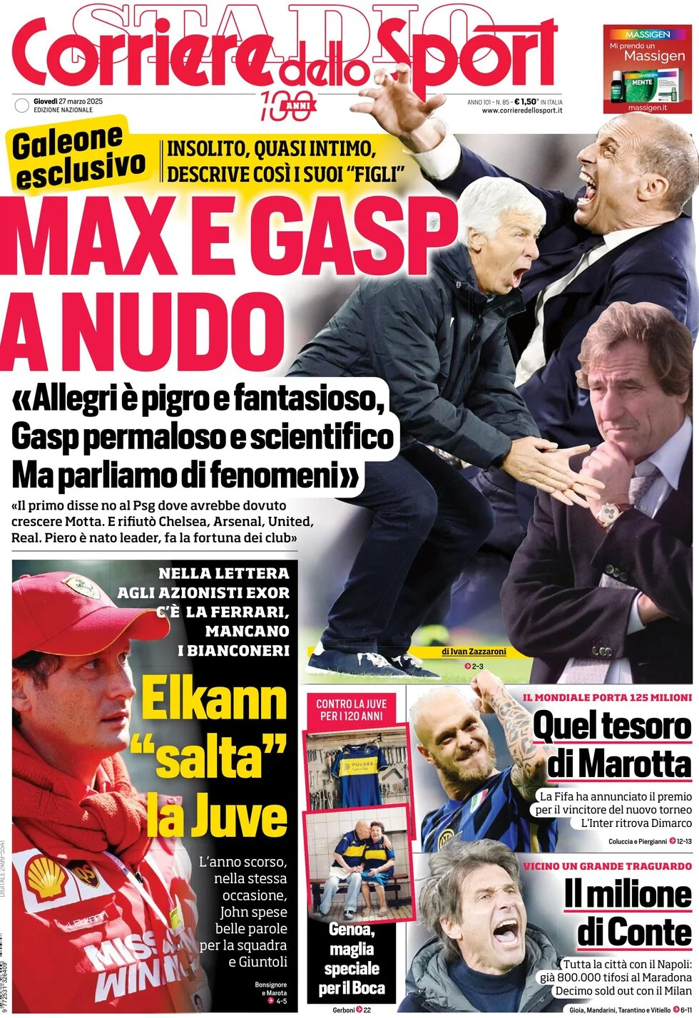 anteprima della prima pagina di corriere-dello-sport del 27/03/2025