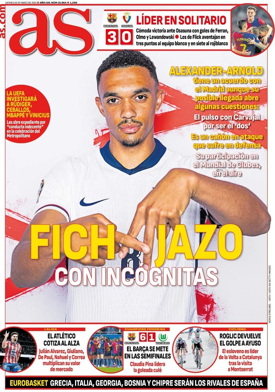 anteprima della prima pagina di as-madrid del 28/03/2025