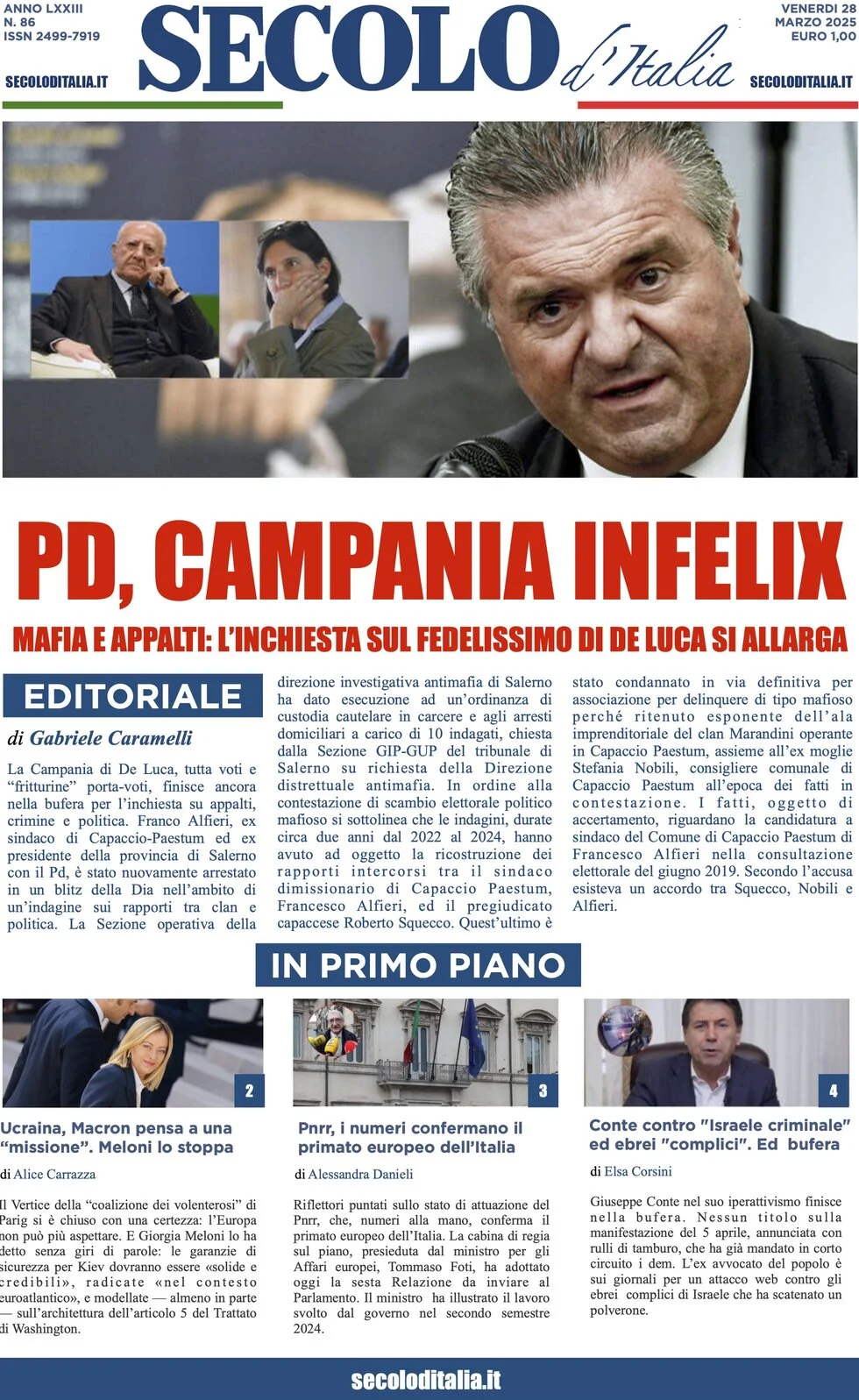 anteprima della prima pagina di secolo-ditalia del 28/03/2025
