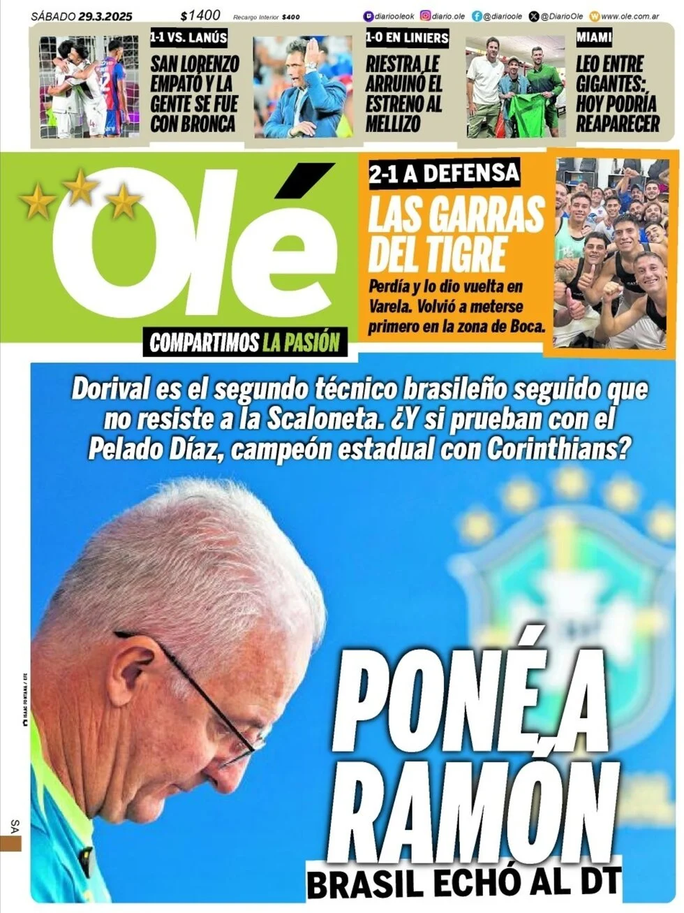 anteprima della prima pagina di ol del 29/03/2025