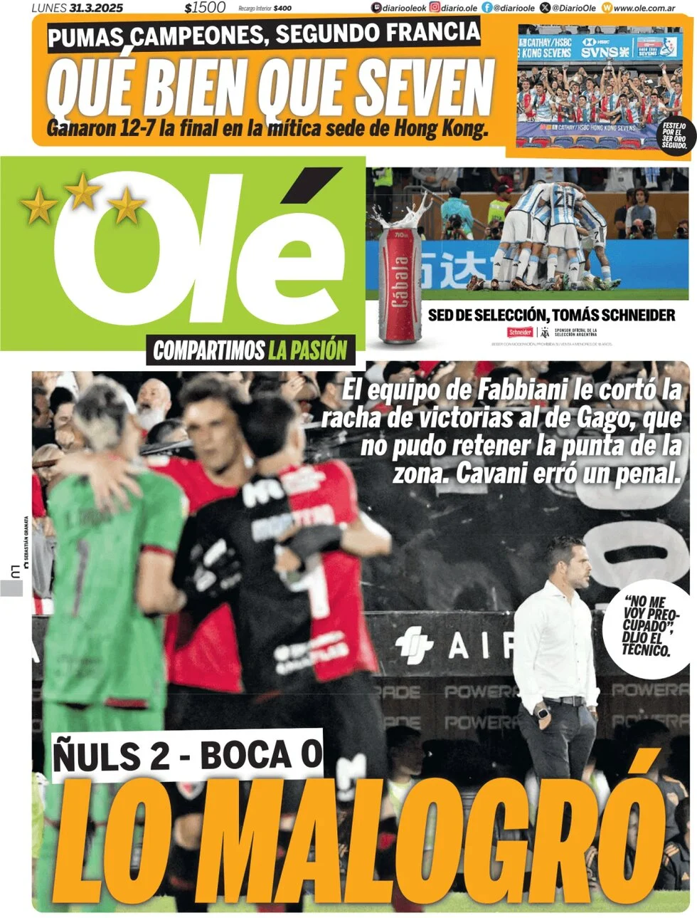 anteprima della prima pagina di ol del 31/03/2025
