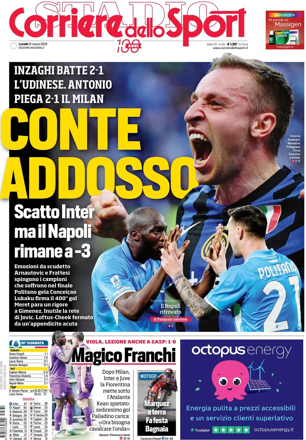 anteprima della prima pagina di corriere-dello-sport del 31/03/2025