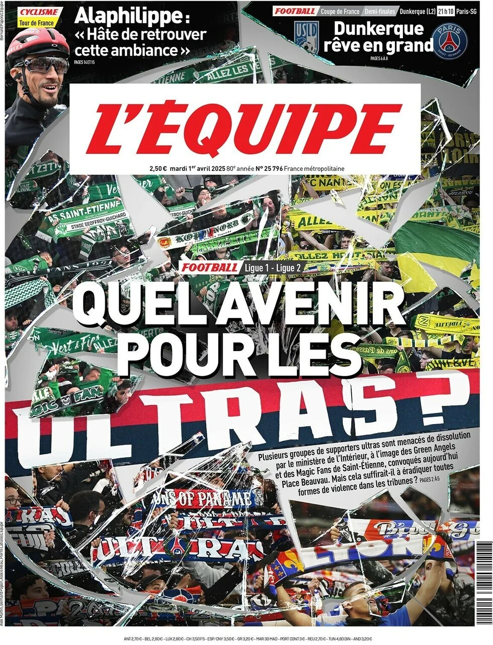 anteprima della prima pagina di lequipe del 01/04/2025