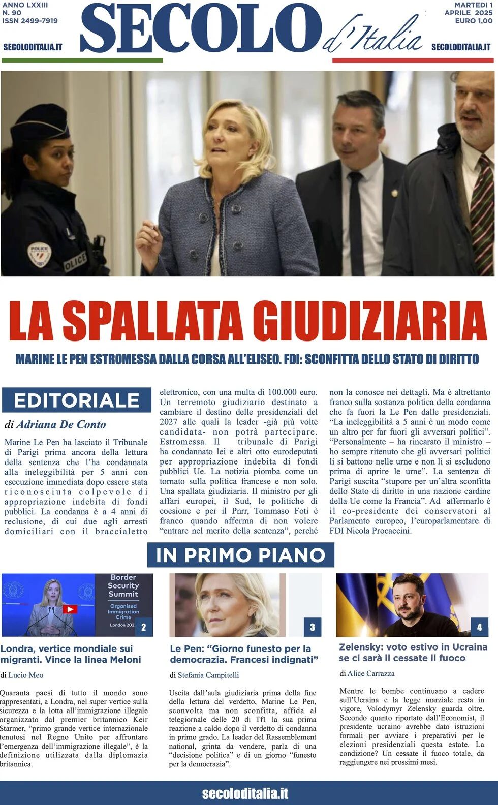 anteprima della prima pagina di secolo-ditalia del 01/04/2025