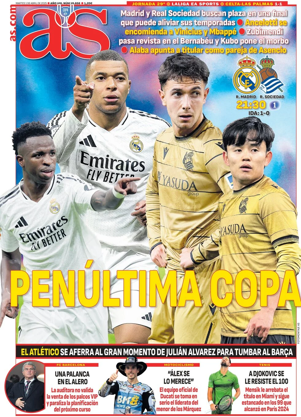 anteprima della prima pagina di as-madrid del 01/04/2025