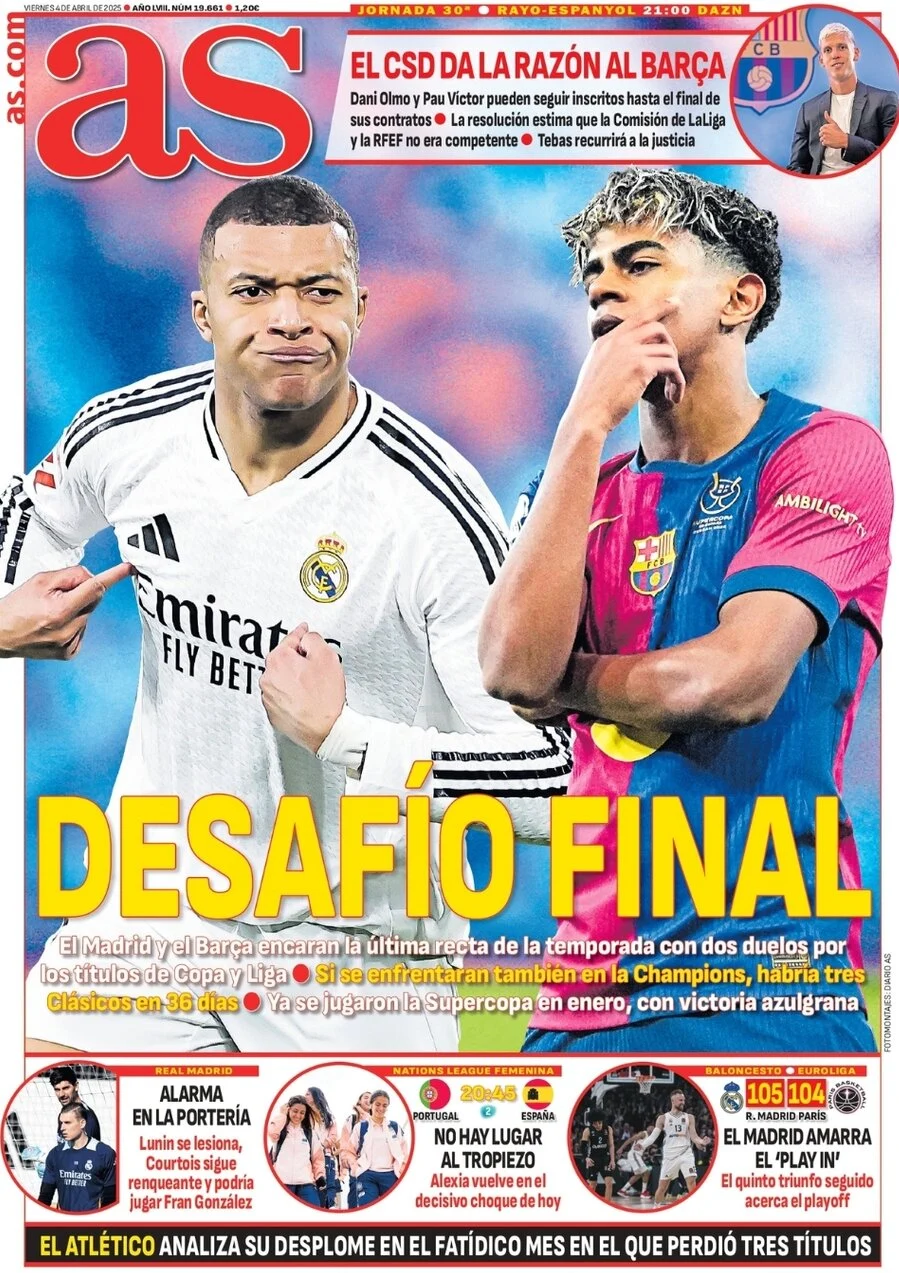 anteprima della prima pagina di as-madrid del 04/04/2025