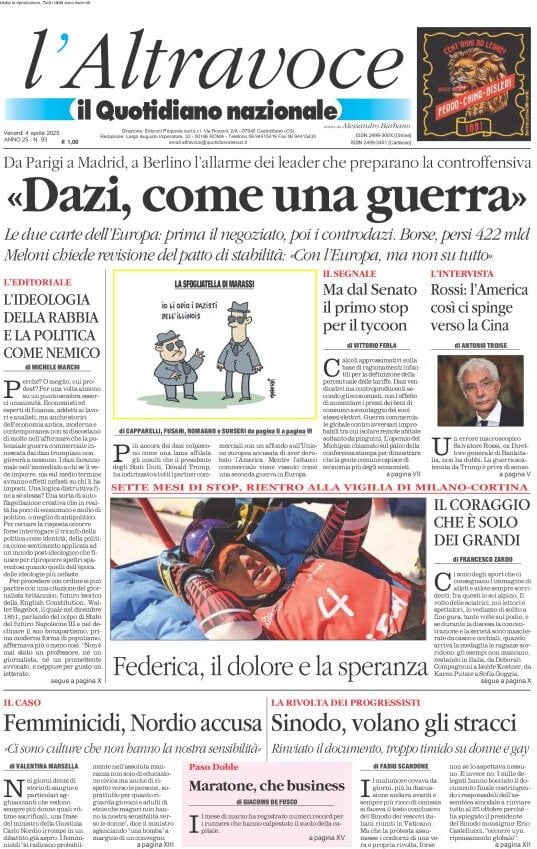 anteprima della prima pagina di il-quotidiano-del-sud-laltravoce del 04/04/2025