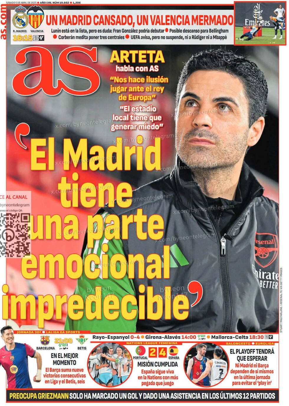 anteprima della prima pagina di as-madrid del 05/04/2025