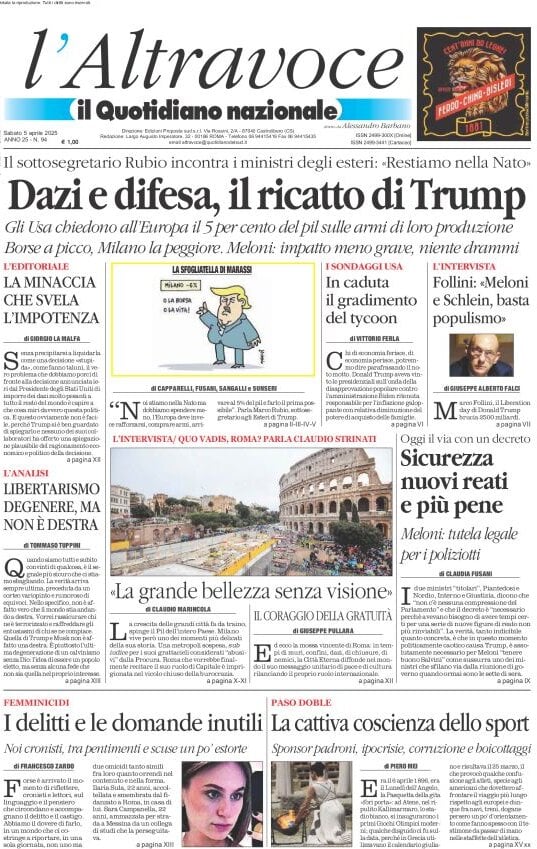 anteprima della prima pagina di il-quotidiano-del-sud-laltravoce del 05/04/2025