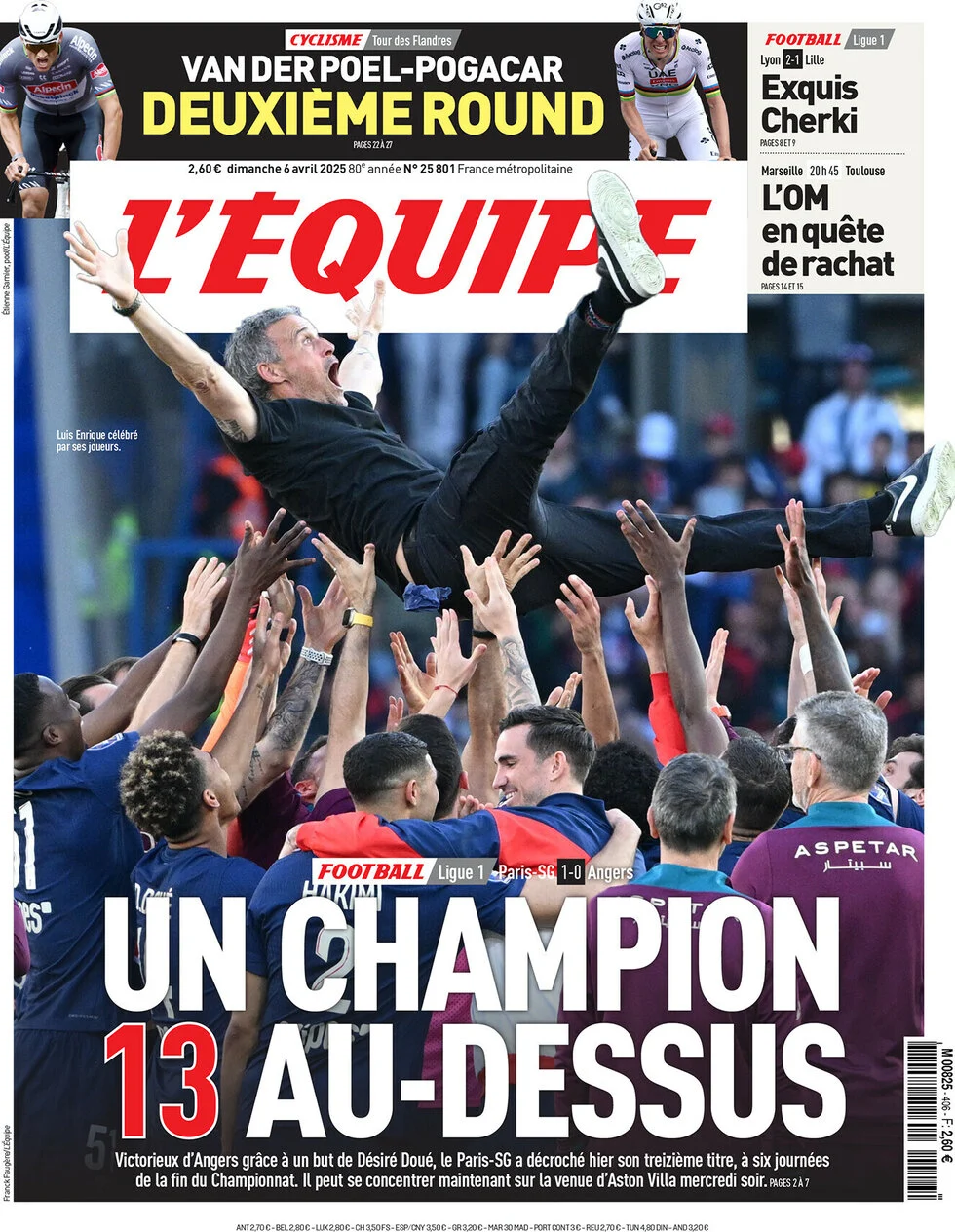 anteprima della prima pagina di lequipe del 06/04/2025