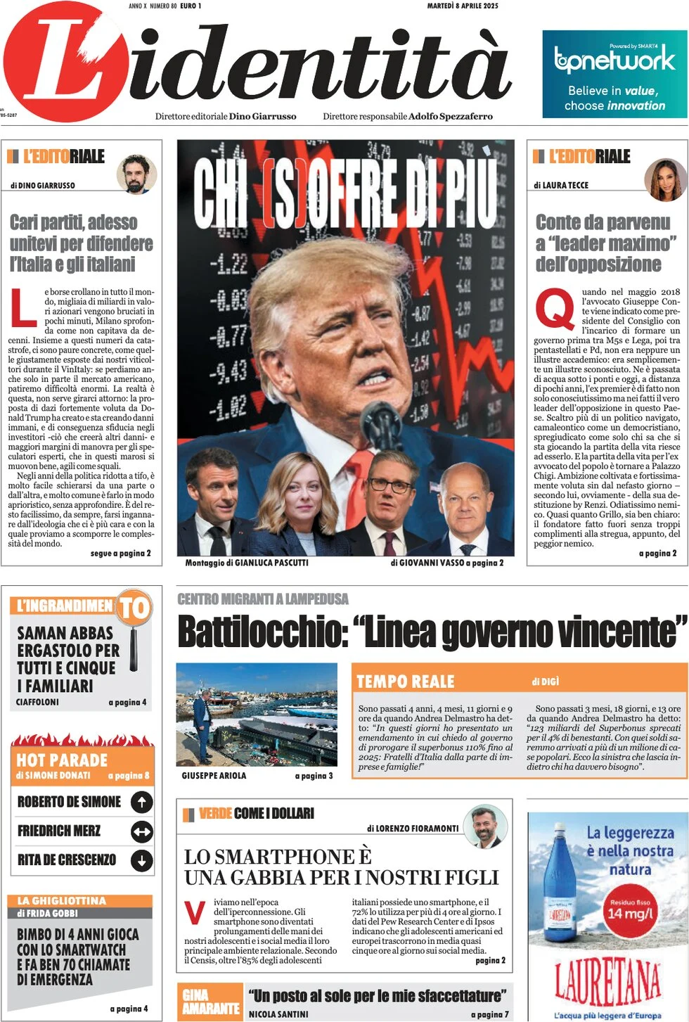 anteprima della prima pagina di lidentit del 07/04/2025