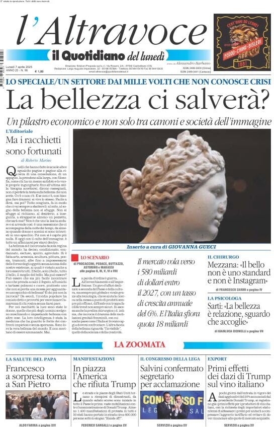 anteprima della prima pagina di il-quotidiano-del-sud-laltravoce del 07/04/2025