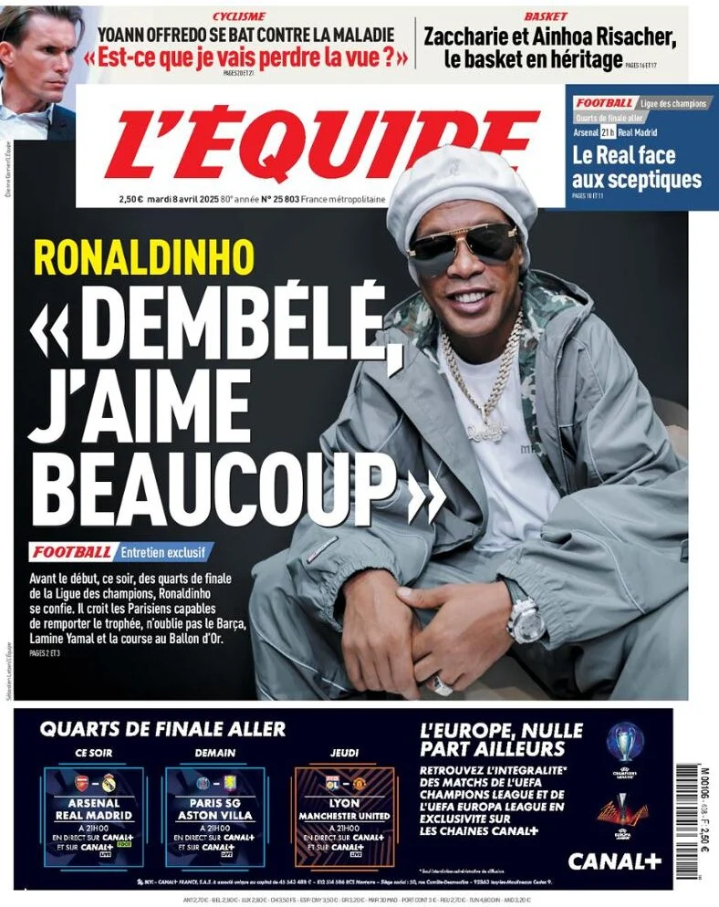 anteprima della prima pagina di lequipe del 08/04/2025