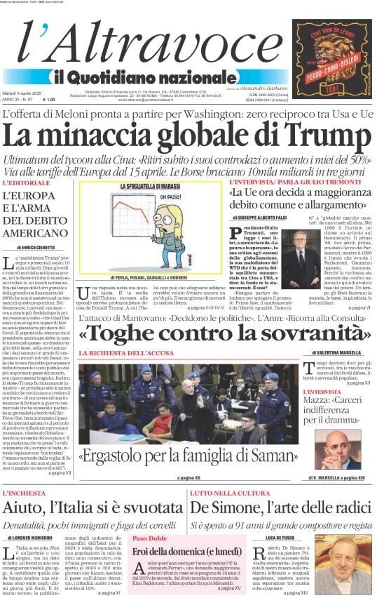 anteprima della prima pagina di il-quotidiano-del-sud-laltravoce del 08/04/2025