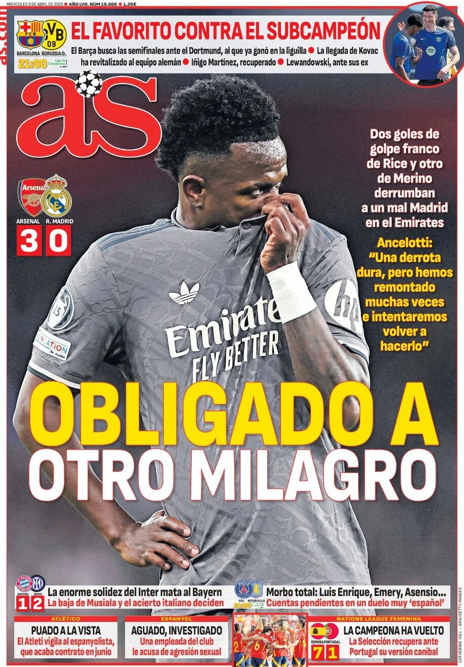 anteprima della prima pagina di as-madrid del 09/04/2025