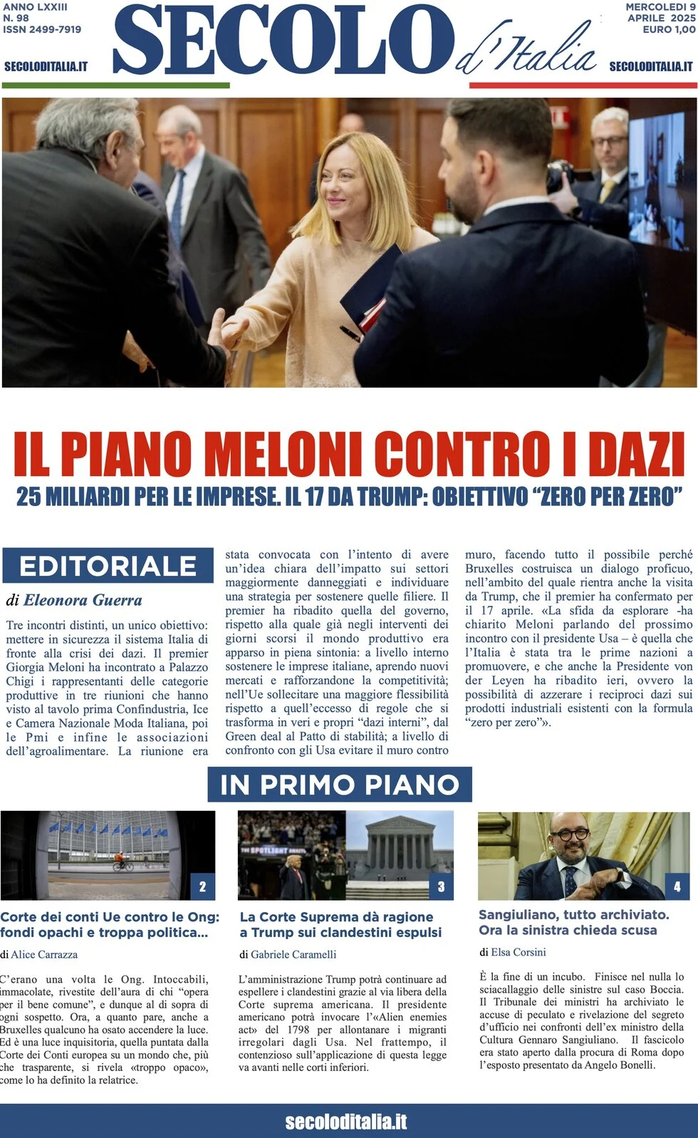 anteprima della prima pagina di secolo-ditalia del 09/04/2025