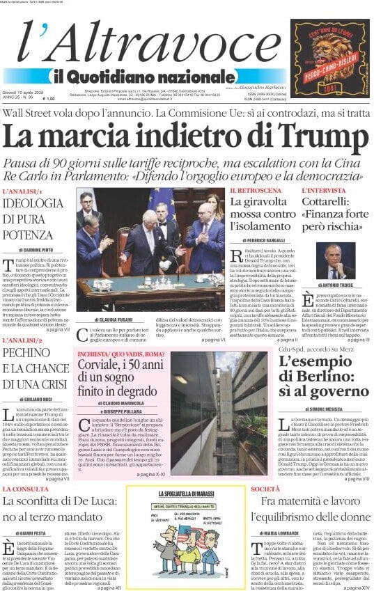 anteprima della prima pagina di il-quotidiano-del-sud-laltravoce del 10/04/2025
